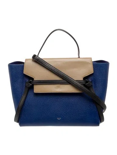 Pre-owned Celine Leather Belt Bag Mini In Blue