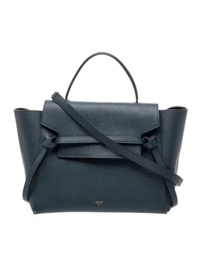 Pre-owned Celine Leather Belt Bag Mini In Blue