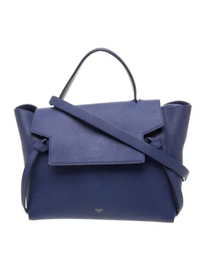 Pre-owned Celine Leather Belt Bag Mini In Blue