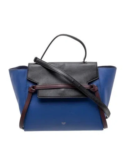 Pre-owned Celine Leather Belt Bag Mini In Blue
