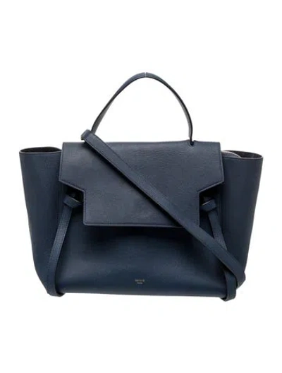 Pre-owned Celine Leather Belt Bag Mini In Blue