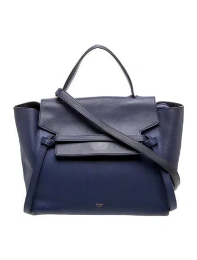 Pre-owned Celine Leather Belt Bag Mini In Blue