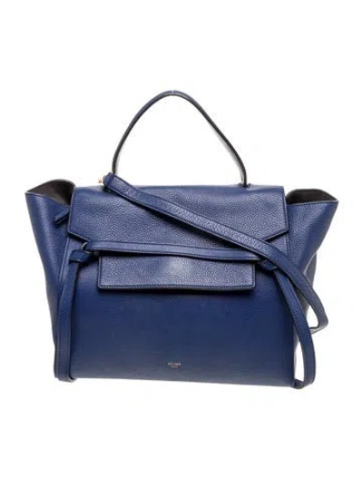 Pre-owned Celine Leather Belt Bag Mini In Blue