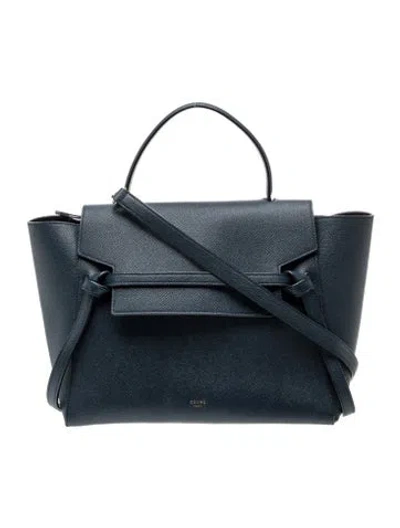 Pre-owned Celine Leather Belt Bag Mini In Blue