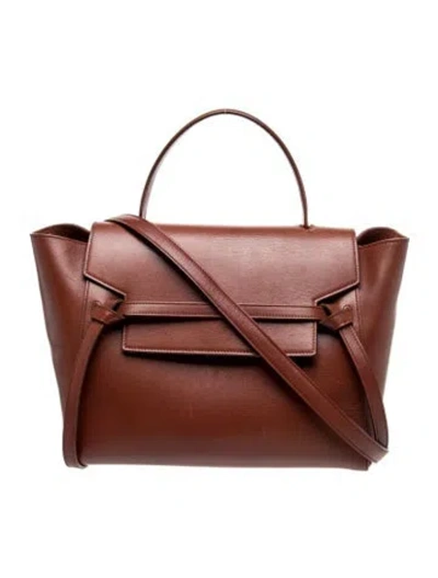 Pre-owned Celine Leather Belt Bag Mini In Brown