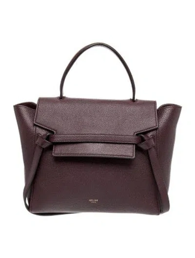 Pre-owned Celine Leather Belt Bag Mini In Burgundy