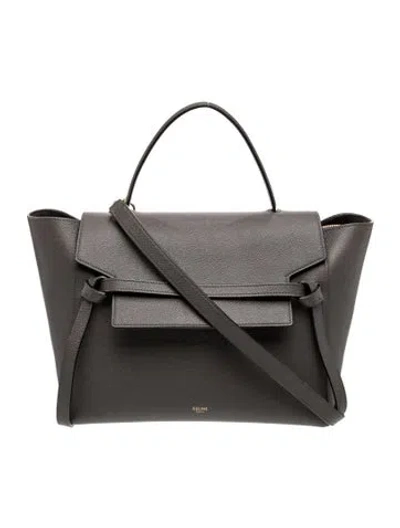 Pre-owned Celine Leather Belt Bag Mini In Gray