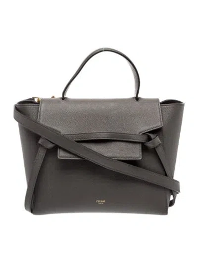 Pre-owned Celine Leather Belt Bag Mini In Gray