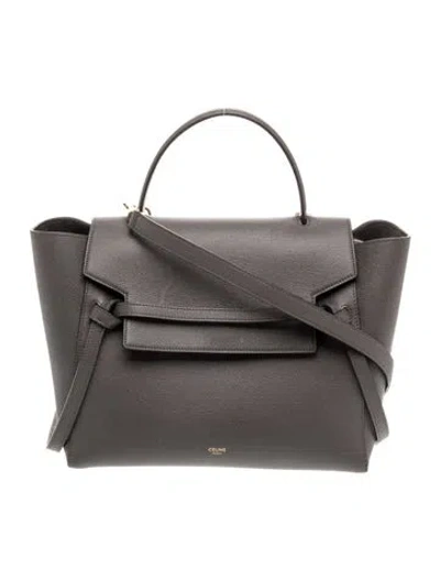 Pre-owned Celine Leather Belt Bag Mini In Gray
