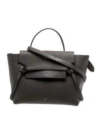 Pre-owned Celine Leather Belt Bag Mini In Gray