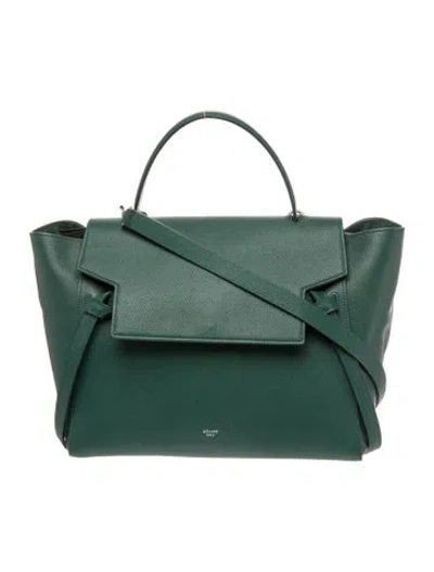 Pre-owned Celine Leather Belt Bag Mini In Green