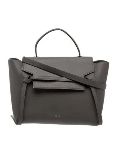 Pre-owned Celine Leather Belt Bag Mini In Grey