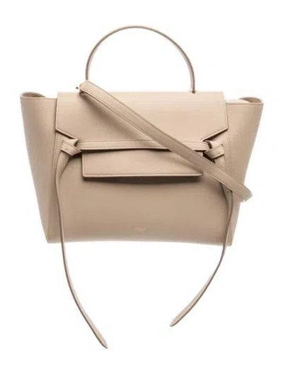 Pre-owned Celine Leather Belt Bag Mini In Neutral