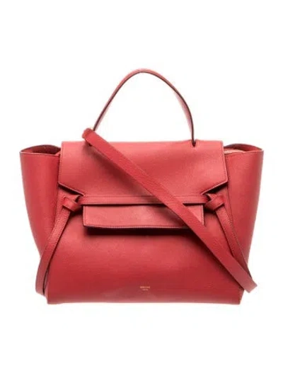 Pre-owned Celine Leather Belt Bag Mini In Red