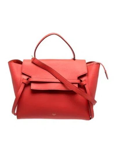 Pre-owned Celine Leather Belt Bag Mini In Red