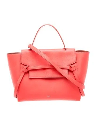 Pre-owned Celine Leather Belt Bag Mini In Red