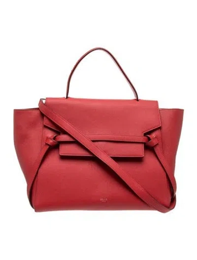 Pre-owned Celine Leather Belt Bag Mini In Red