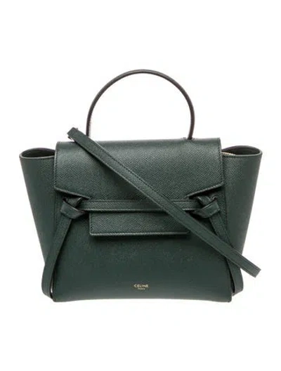 Pre-owned Celine Leather Belt Bag Nano In Green