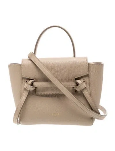 Pre-owned Celine Leather Belt Bag Nano In Neutral