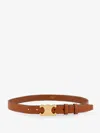 Celine Medium 25mm Triomphe Belt In Nubuck Calfskin In Brown