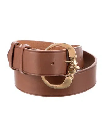 Pre-owned Celine Leather Belt In Brown