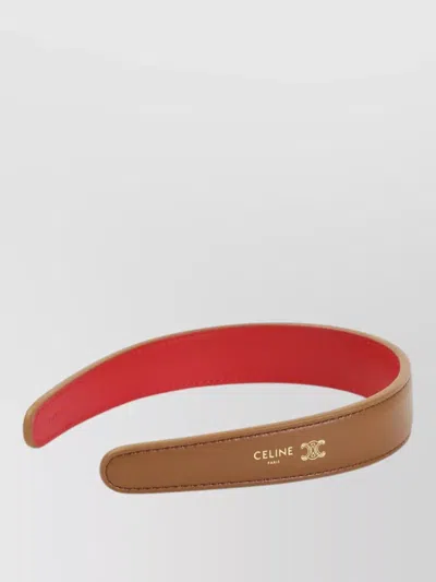 Celine Leather Bicolor Headband In Brown