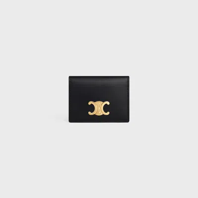 Celine Leather Bi-fold Card Case In Black