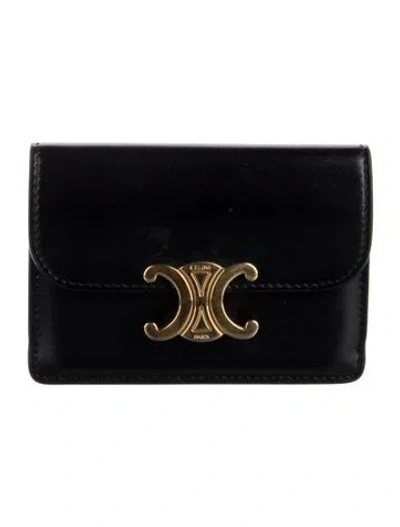 Pre-owned Celine Leather Bifold Wallet In Black