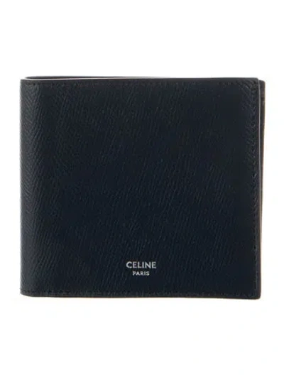 Pre-owned Celine Leather Bifold Wallet In Blue
