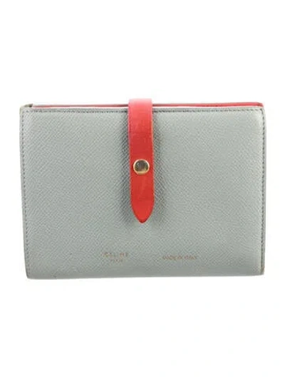 Pre-owned Celine Leather Bifold Wallet In Blue/red