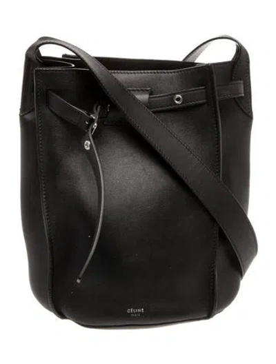 Pre-owned Celine Leather Big Bucket W/strap In Black