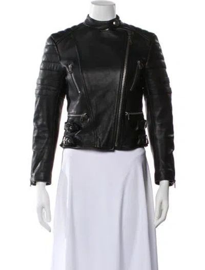 Pre-owned Celine Leather Biker Jacket In Black