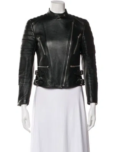 Pre-owned Celine Leather Biker Jacket In Black