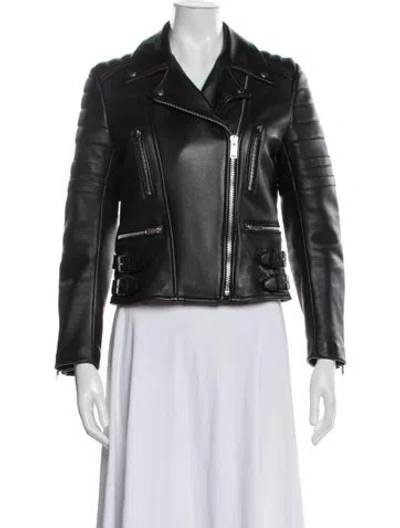 Pre-owned Celine Leather Biker Jacket In Black