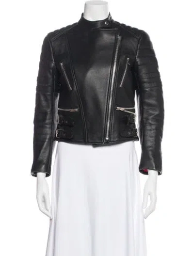 Pre-owned Celine Leather Biker Jacket In Black