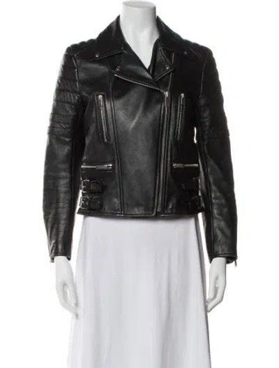 Pre-owned Celine Leather Biker Jacket In Black