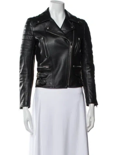Pre-owned Celine Leather Biker Jacket In Black