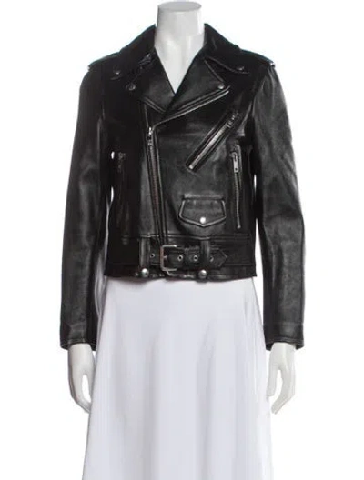 Pre-owned Celine Leather Biker Jacket In Black