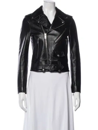 Pre-owned Celine Leather Biker Jacket In Black