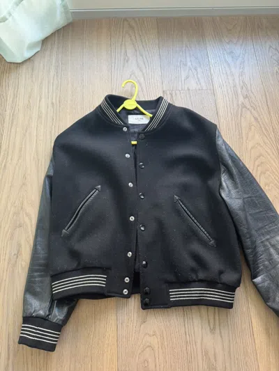 Pre-owned Celine Leather Bomber In Black