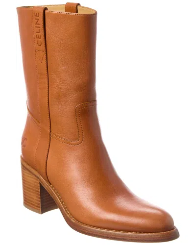 Celine Leather Boot In Brown