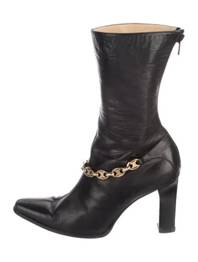 Pre-owned Celine Leather Boots In Blue