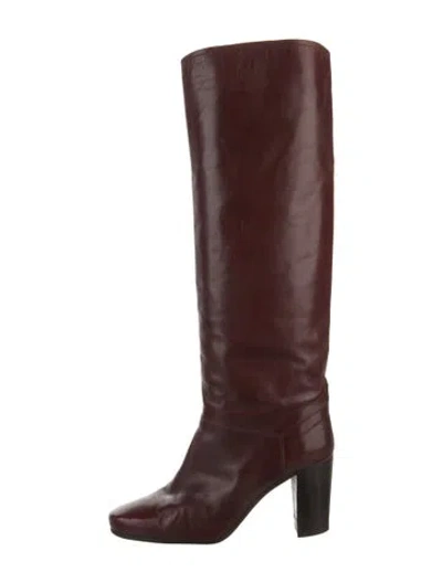 Pre-owned Celine Leather Boots In Burgundy