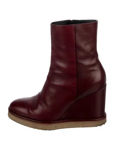 Pre-owned Celine Leather Boots In Burgundy