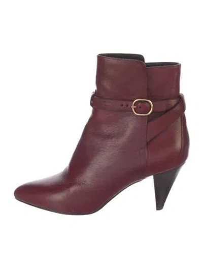 Pre-owned Celine Leather Boots In Burgundy