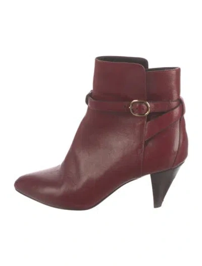 Pre-owned Celine Leather Boots In Burgundy