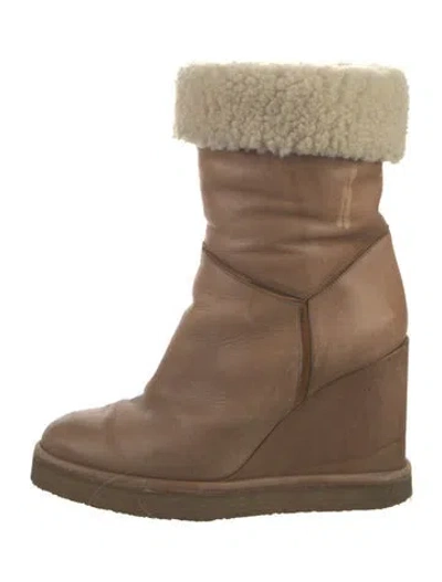 Pre-owned Celine Leather Boots In Neutrals