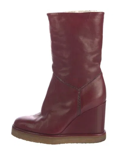 Pre-owned Celine Leather Boots In Red