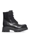 Celine Leather Boots With Laces And Triomphe Logo In Black