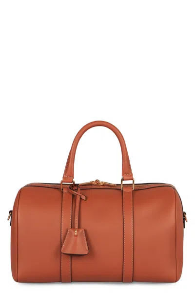 Celine Leather Boston Bag In Brown